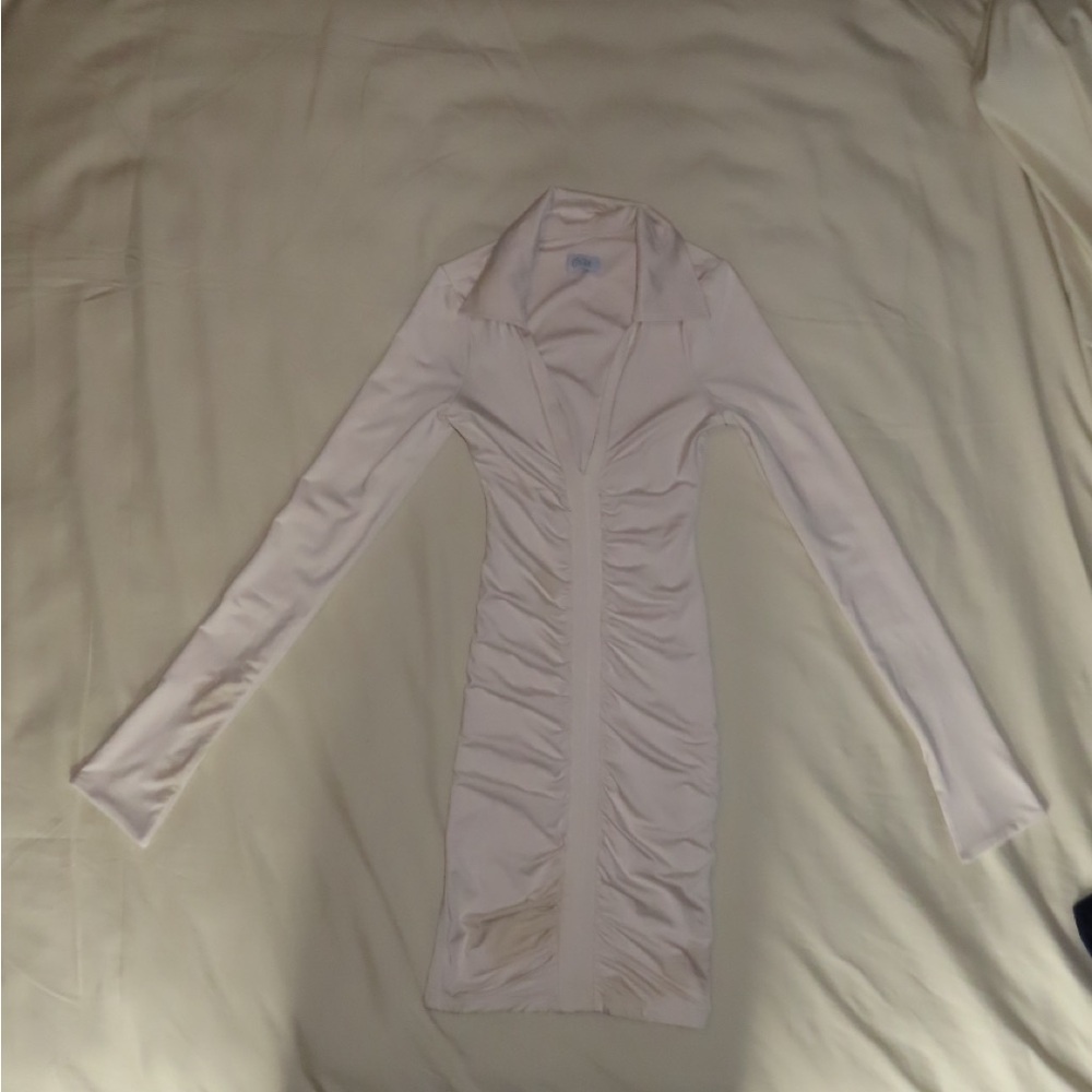 Oh Polly Cream Long Sleeve Dress